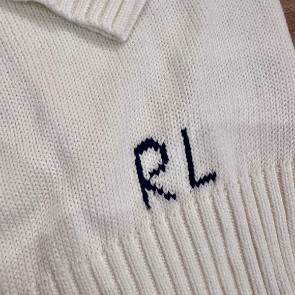Polo by Ralph Lauren Cream Crewneck Sweater with Bear Intarsia - Picture 3 of 4